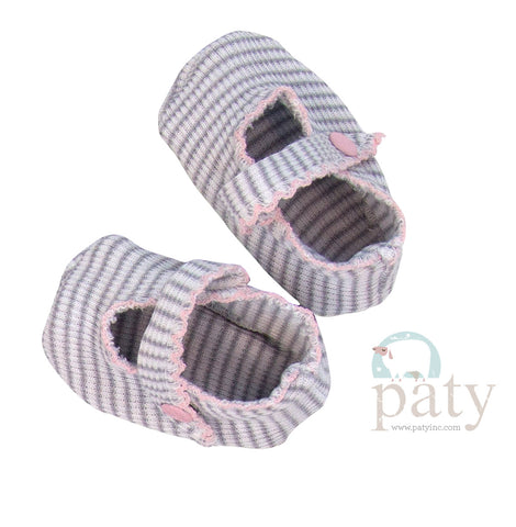Pink and Gray Crib Shoes
