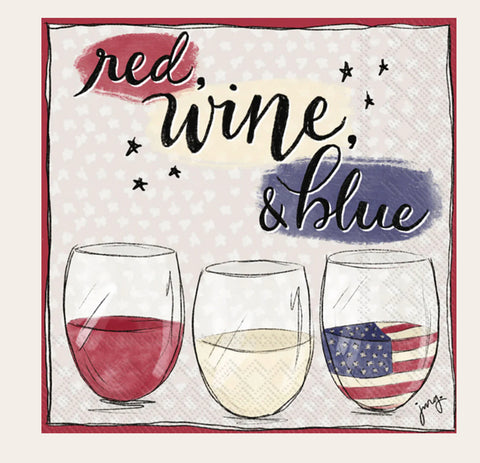 Red Wine & Blue 4th of July Napkins