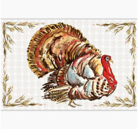 Handpainted Turkey with Hay Berries Placemat