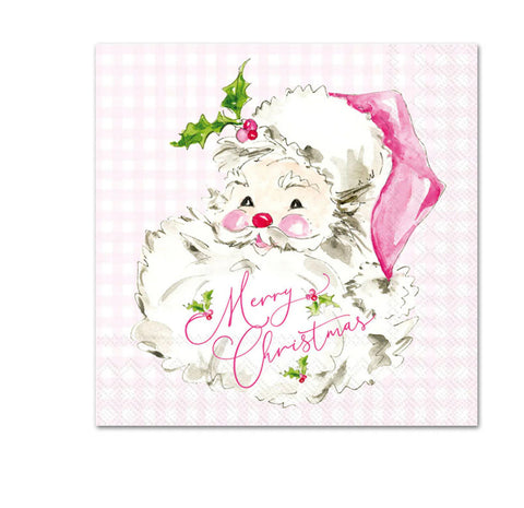 Pink Santa Paper Beverage Napkins