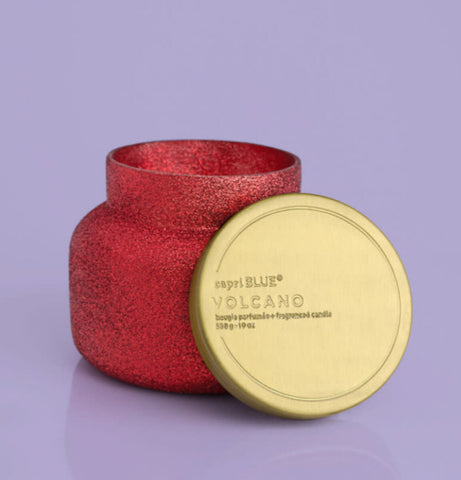 Volcano Candle- Red Glitter Jar