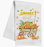 Happy Fall Wagonful of Pumpkins Kitchen Towel