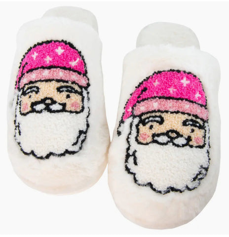 Pink Santa Face Women’s House Slippers