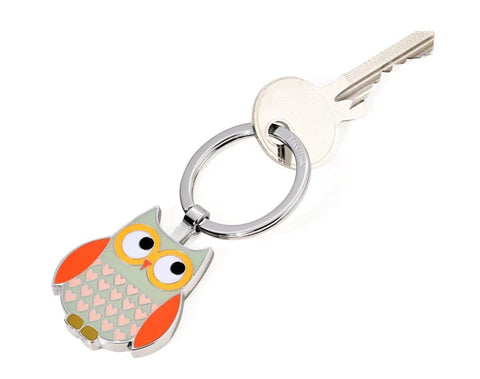 Enamel Owl Charm Keychain