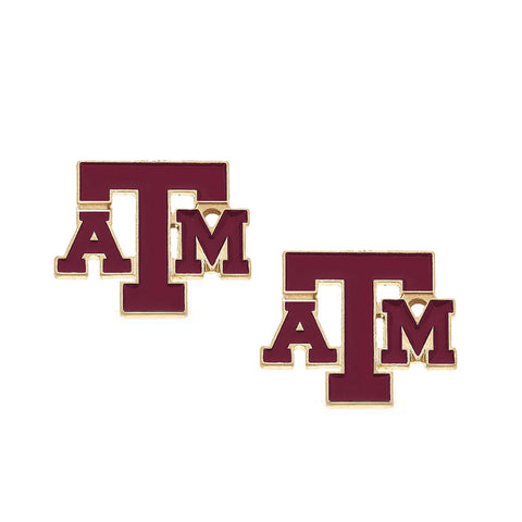 Texas A&M University Stud Earrings in Maroon