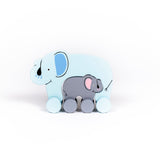 Elephant Mommy & Baby Push Toy