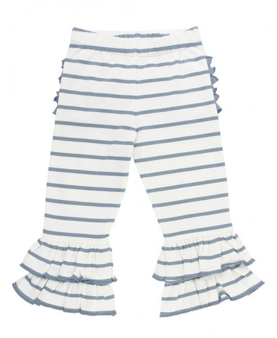 Slate & Ivory Stripe Ruffle Pants
