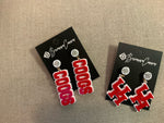 UH Earrings - Red "Coogs" over White with White Logo Top